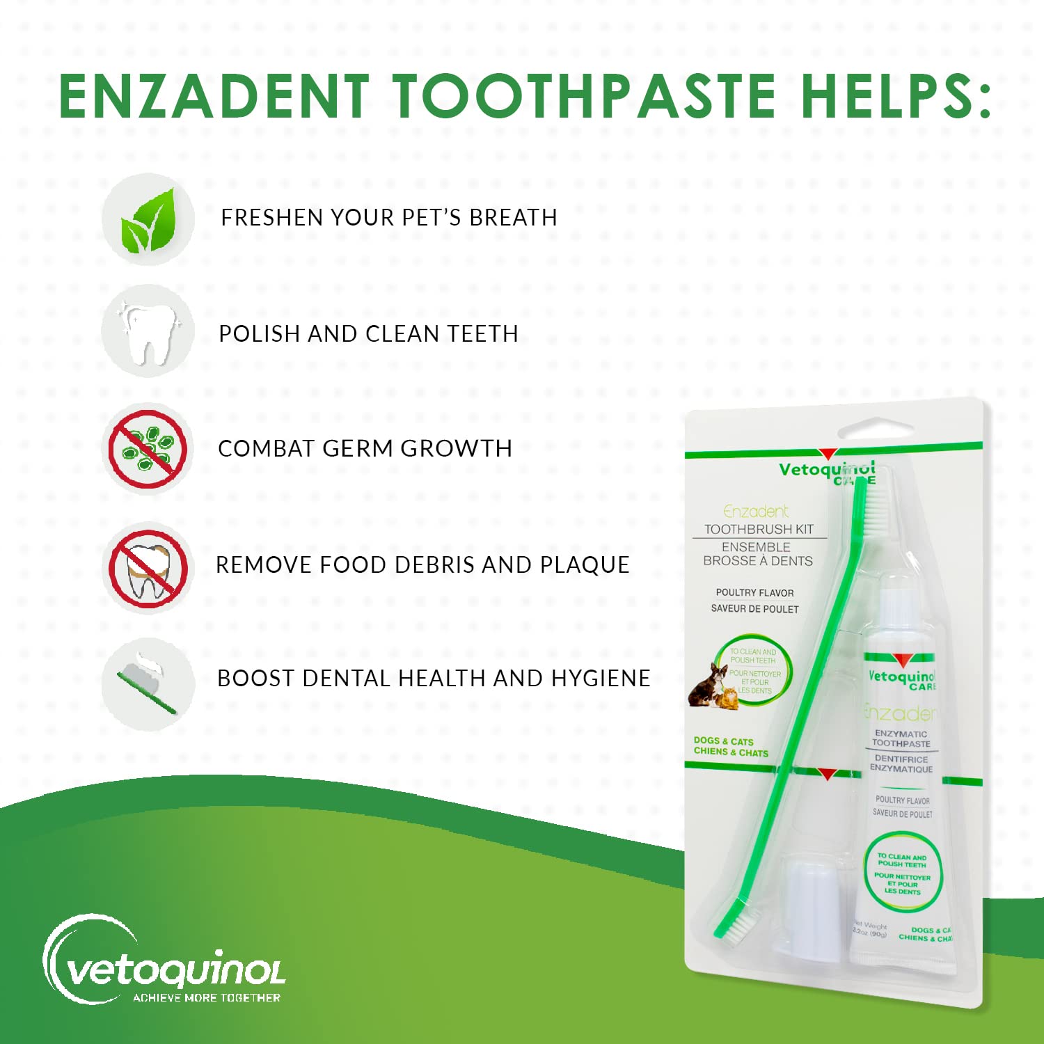Vetoquinol Enzadent fingerbrush in use with pets promotes easy daily dental cleaning