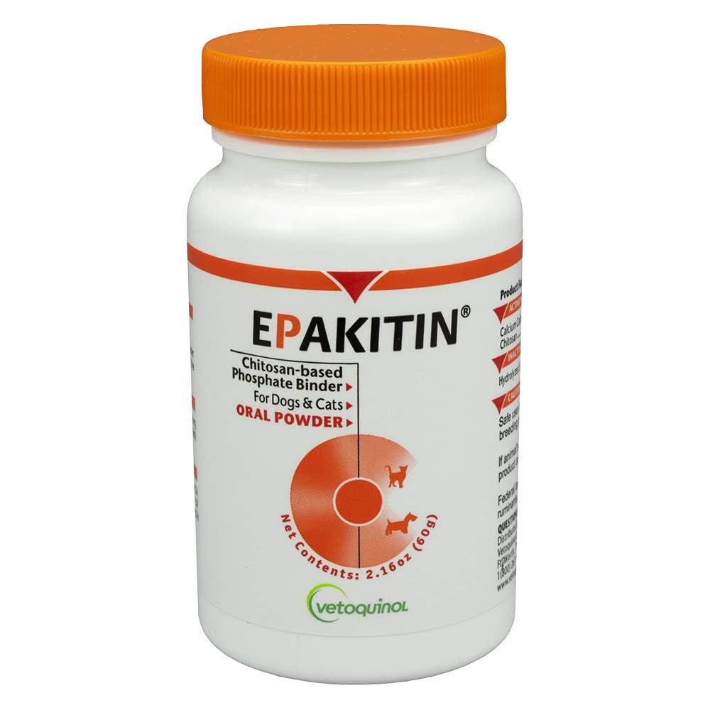 Vetoquinol Epakitin 60g tub for easy dosing and kidney support.