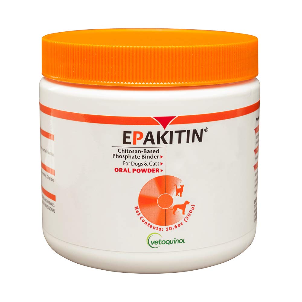 Vetoquinol Epakitin bottle label close-up highlighting renal support formula