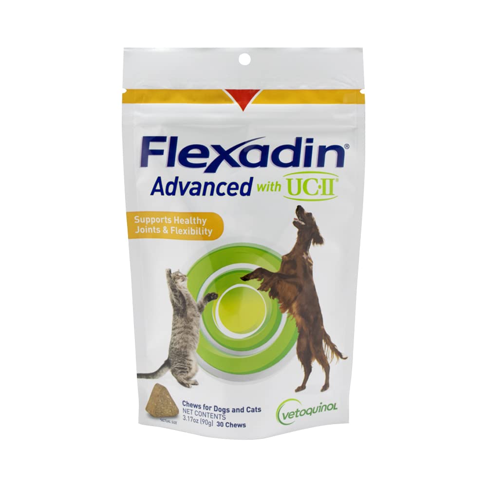 Vetoquinol Flexadin Advanced bottle with chews supporting dog joint comfort