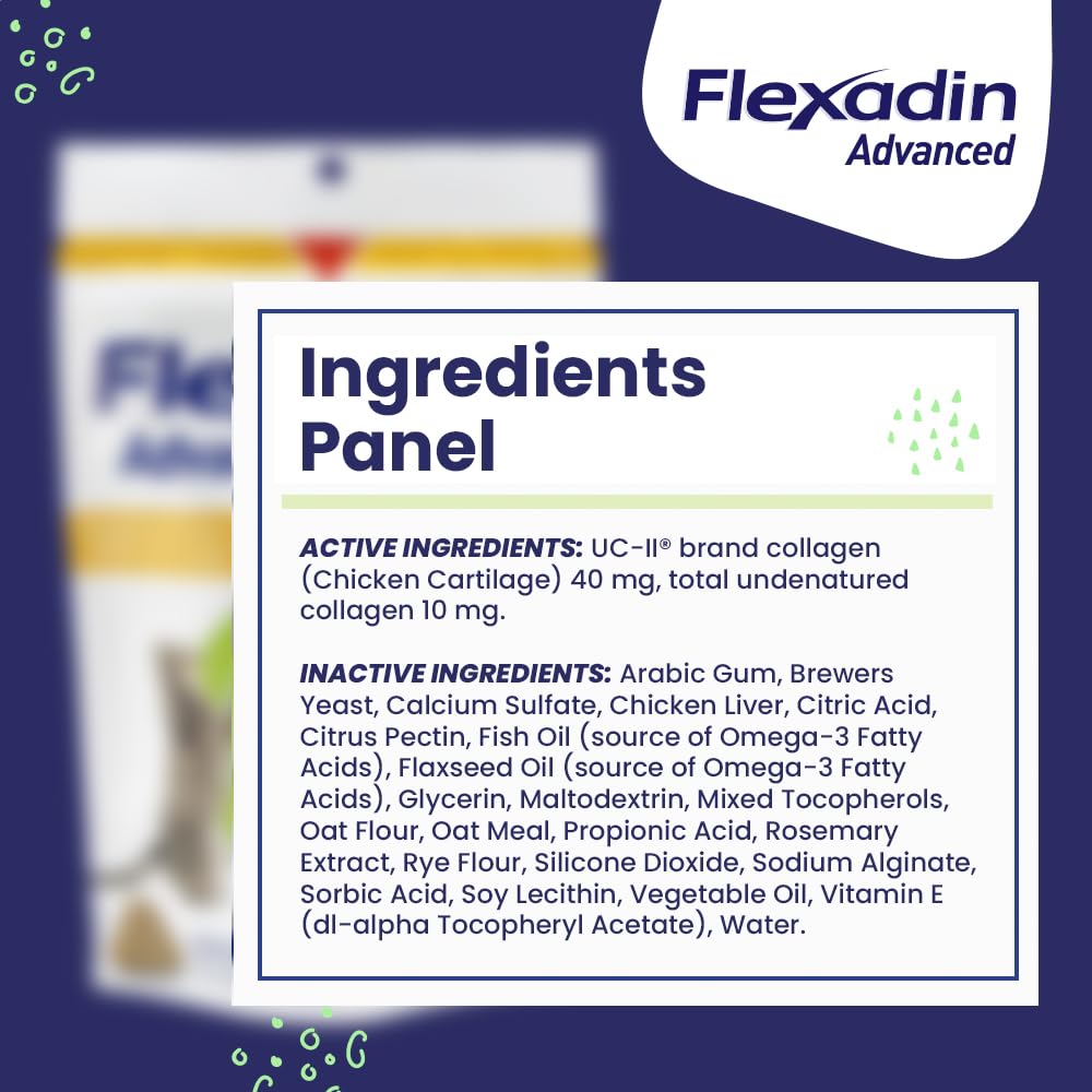 Vetoquinol Flexadin Advanced one-chew-a-day packaging for easy daily joint care
