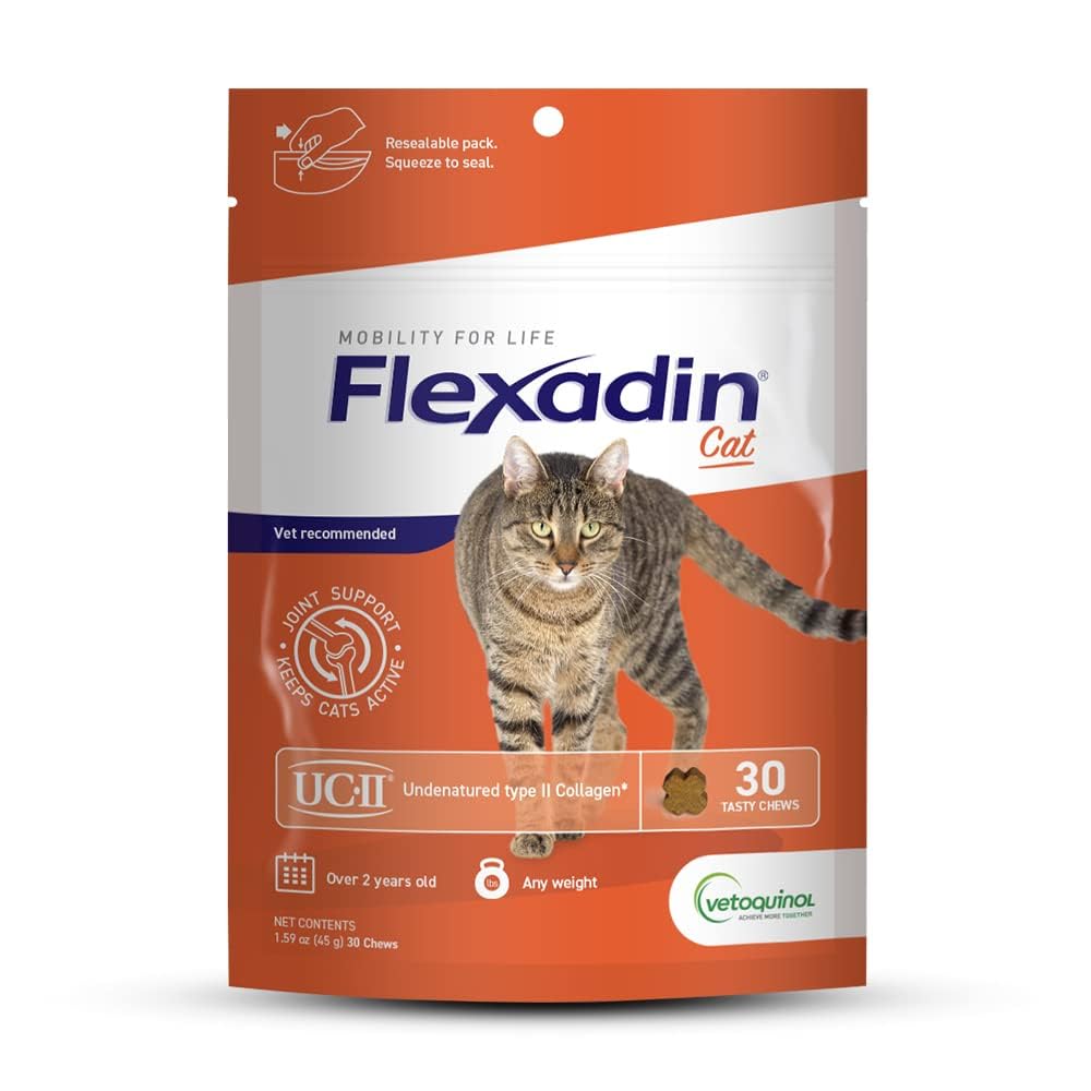 Vetoquinol Flexadin cat chews close-up highlighting joint support for cats