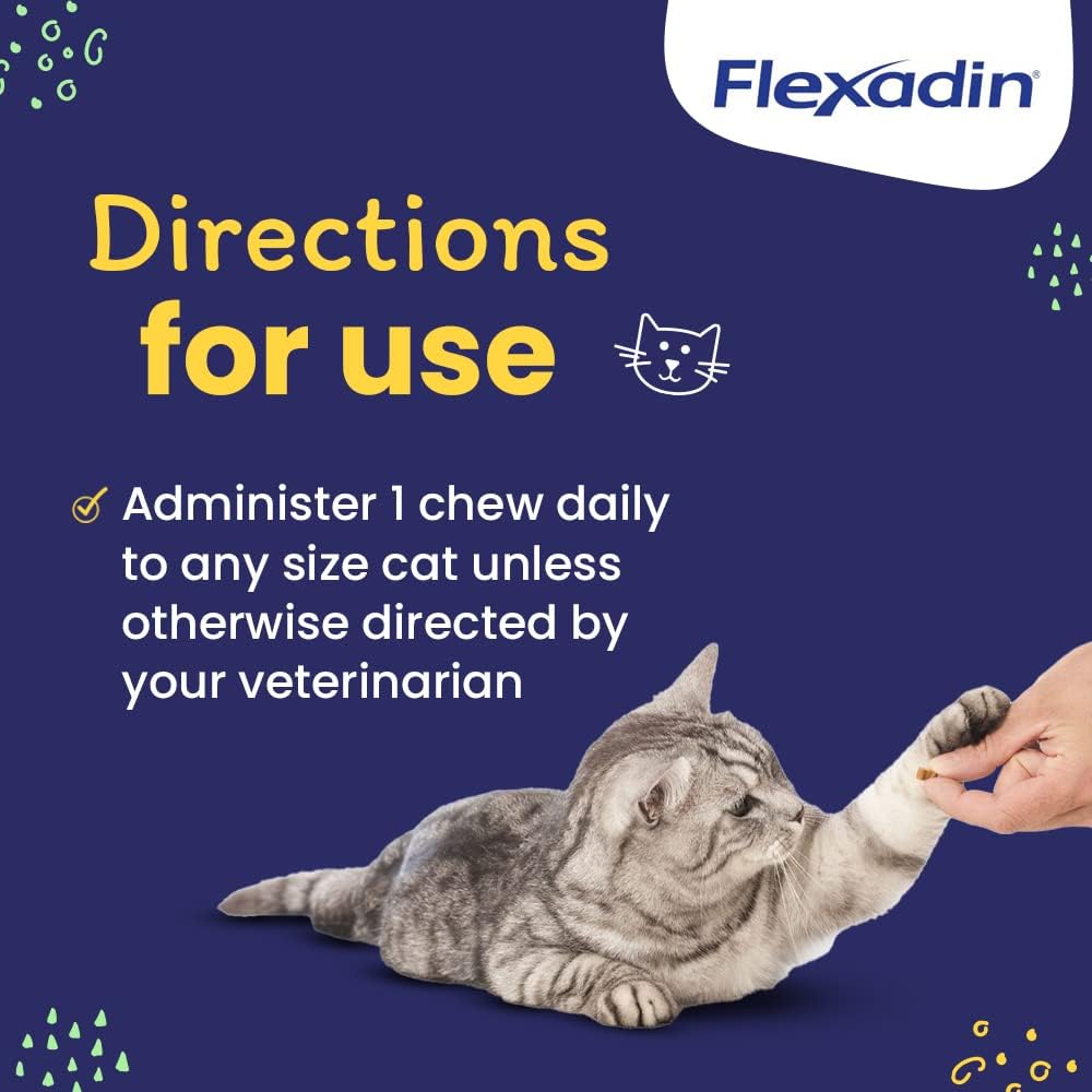 Vetoquinol Flexadin omega-3 and vitamin E icons highlighting nourishing joint ingredients