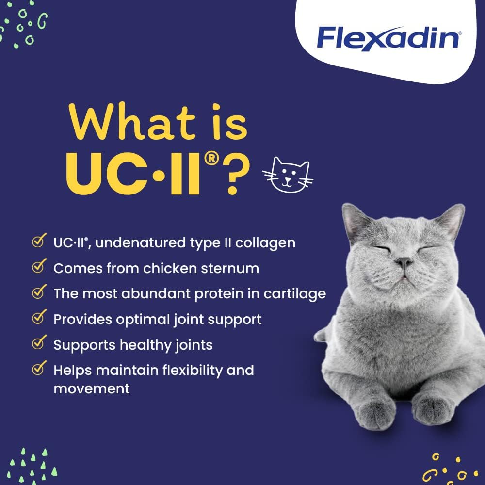 Vetoquinol Flexadin UC-II graphic emphasizing clinically studied joint support