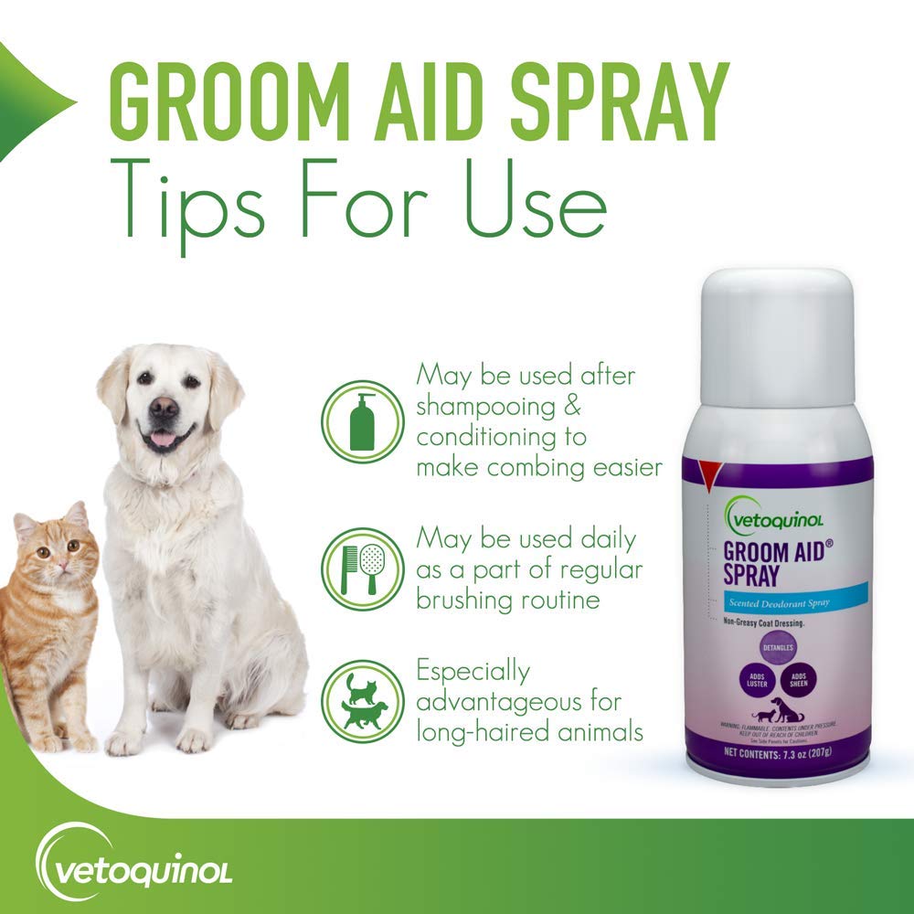 Vetoquinol Groom-Aid after shampoo usage illustrates easy tangles removal after washing.