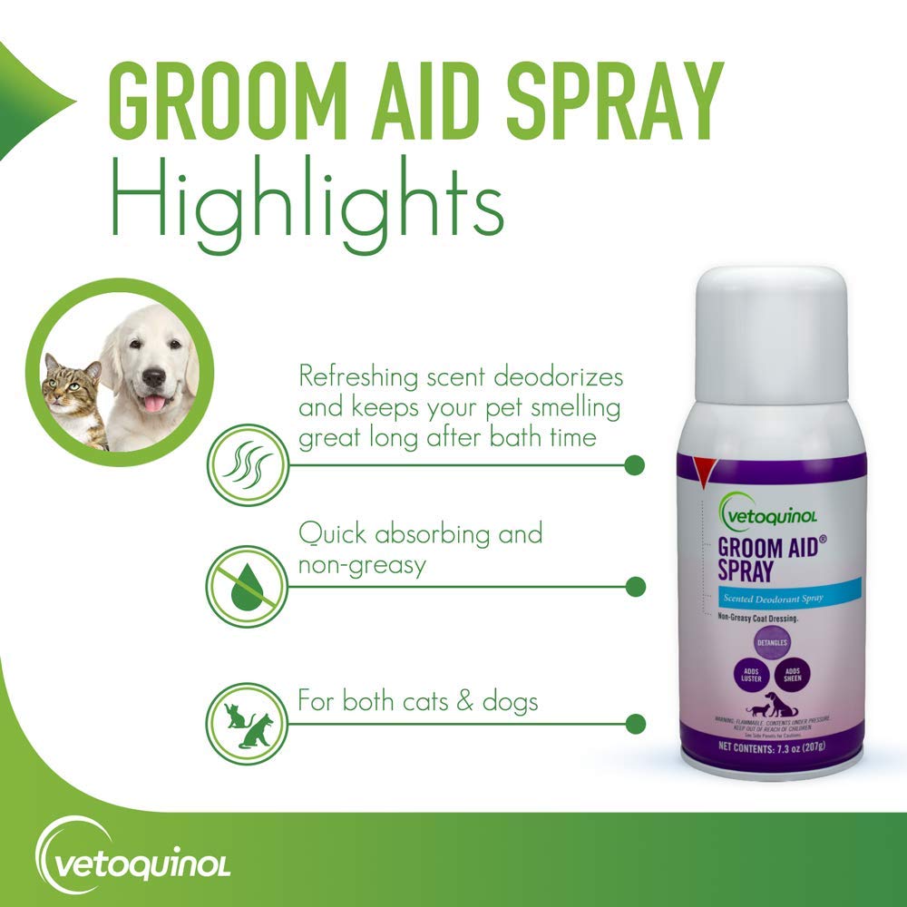 Vetoquinol Groom-Aid dog brush detangle shows how it eases brushing and reduces matting.