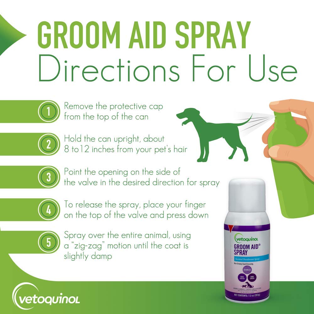 Vetoquinol Groom-Aid scented deodorizer captures refreshing scent for post groom freshness.