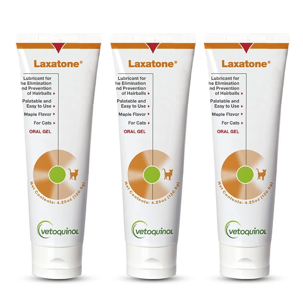 Vetoquinol Laxatone maple-flavored gel close-up highlights hairball support