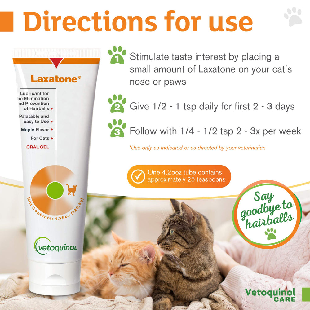 Vetoquinol Laxatone maple gel applied to cat's nose for dosing.