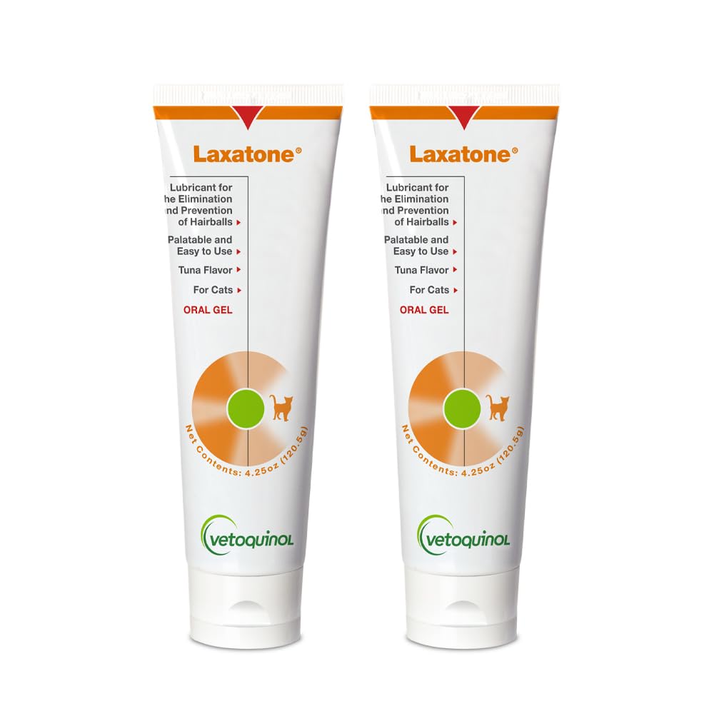 Vetoquinol Laxatone tuna two-pack box supports daily hairball prevention in cats.