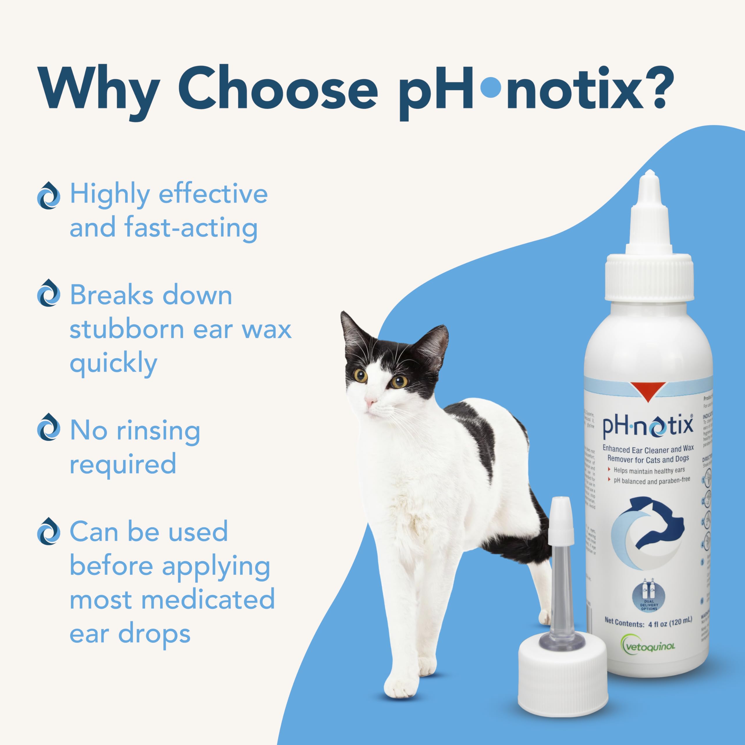Vetoquinol pH•notix ear cleaner for cats promotes comfortable routine care