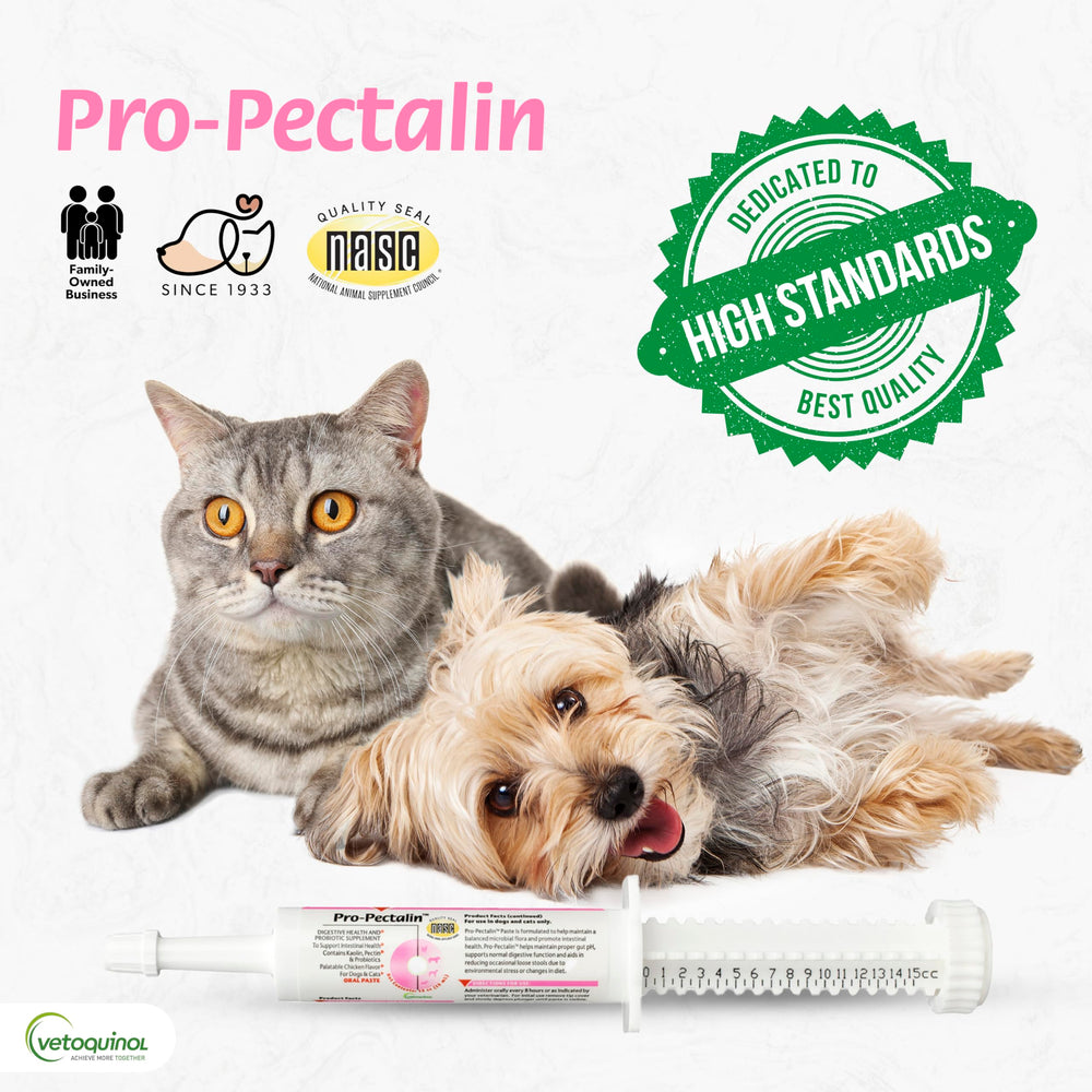 Vetoquinol Pro-Pectalin 30cc packaging is travel-friendly.