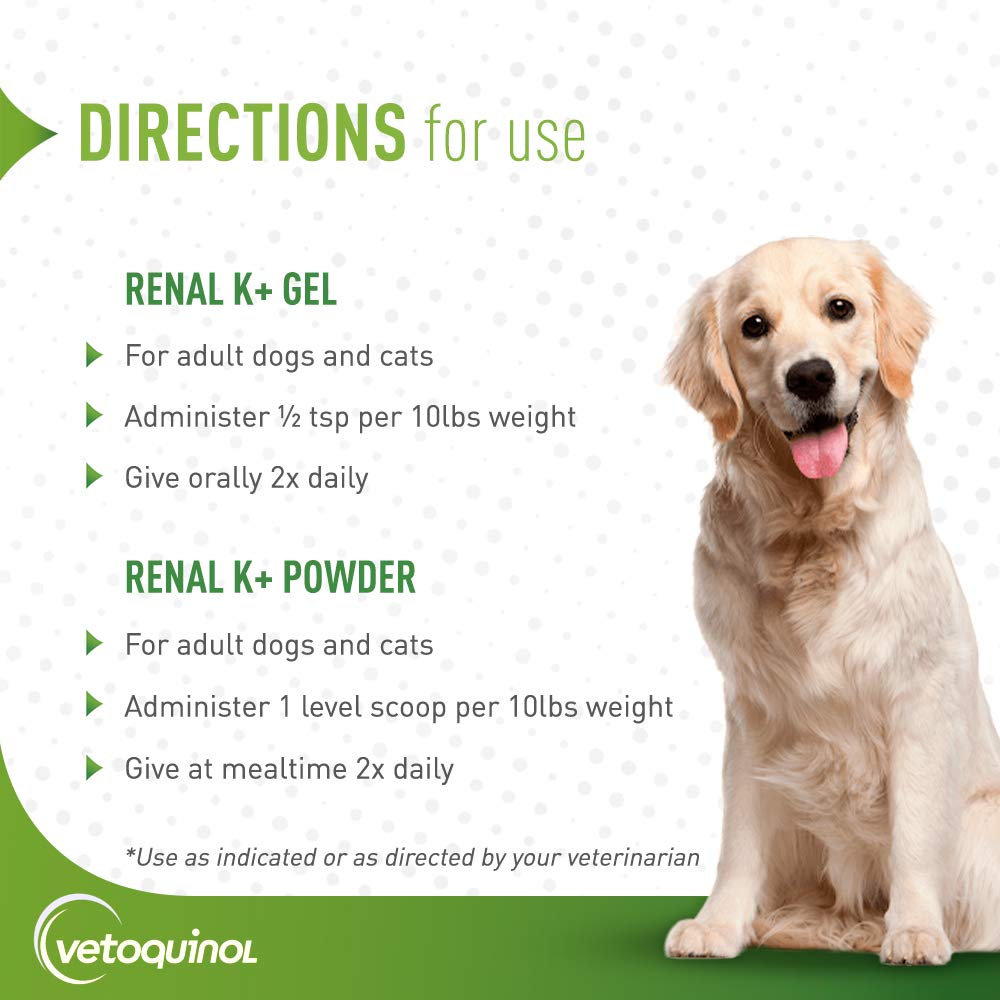 Vetoquinol Renal K+ powder maple flavor makes dosing pleasant for pets.