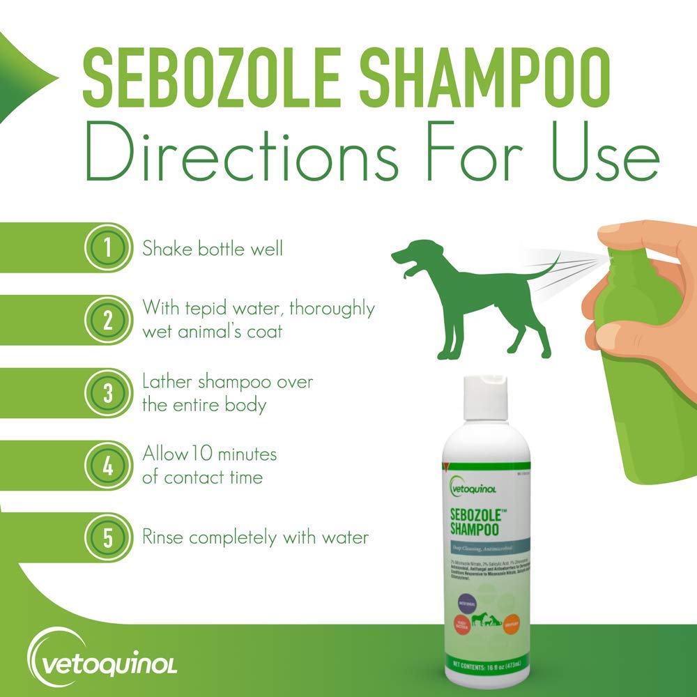 Vetoquinol Sebozole bottle with pet bath scene for routine skincare