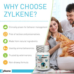 Vetoquinol Zylkene capsules added to dog food for easy administration.