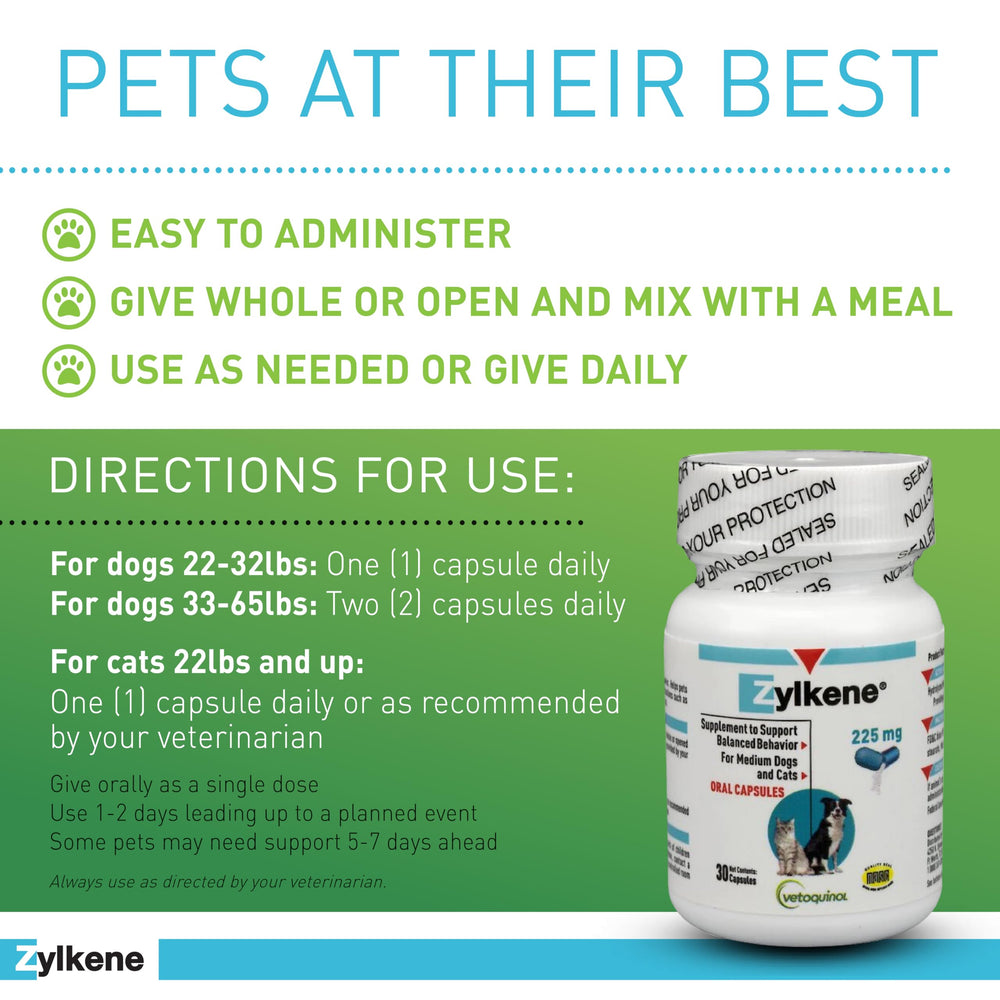 Vetoquinol Zylkene easy-open capsules for effortless dosing.