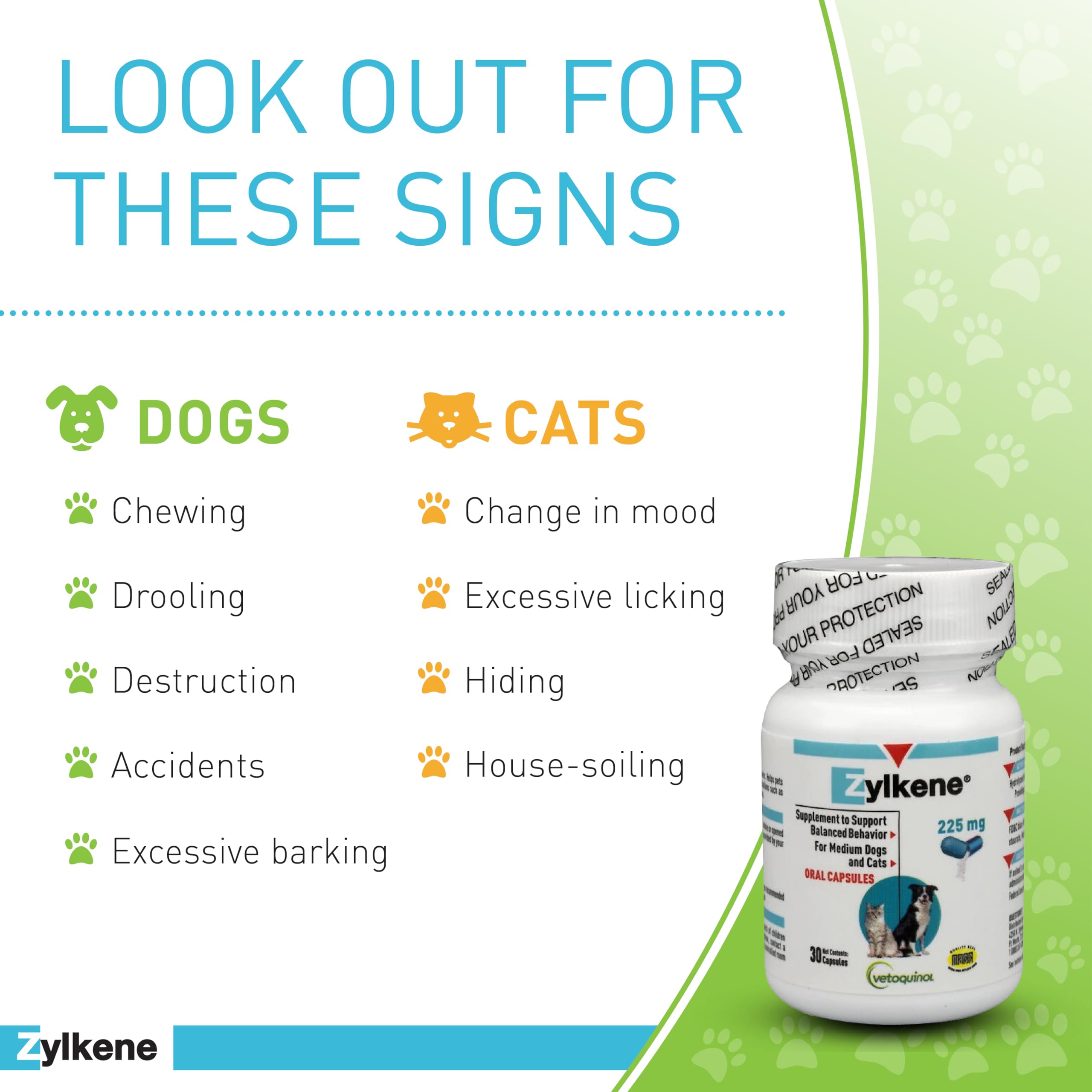 Vetoquinol Zylkene milk protein alpha-casozepine ingredient for natural calming.