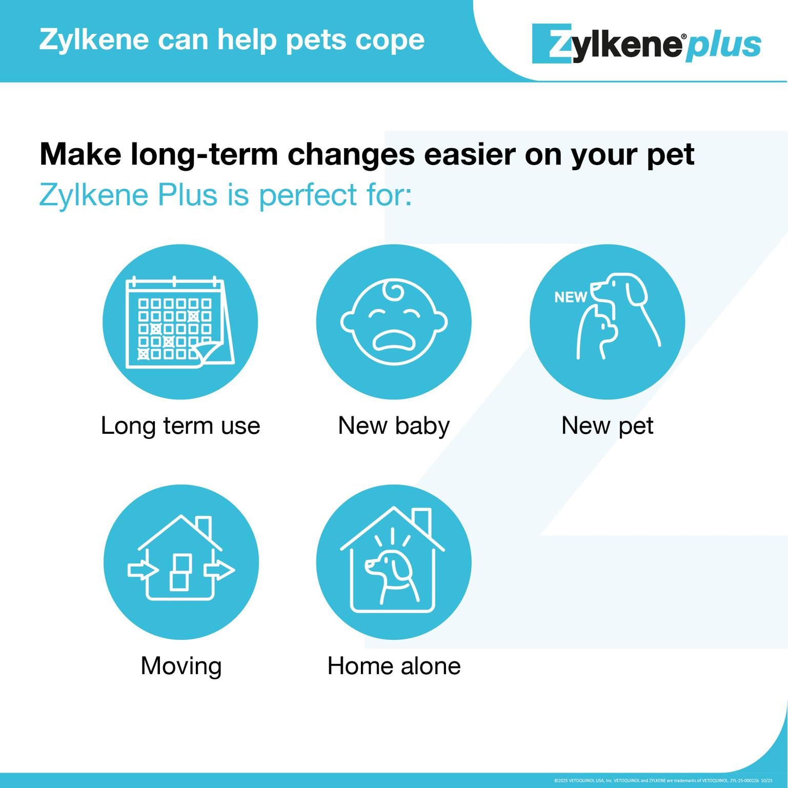 Vetoquinol Zylkene Plus medium dog image illustrating daily behavior support.