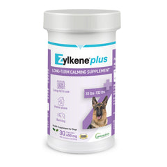 Vetoquinol Zylkene Plus large dog bottle shows daily calming support during routine changes.