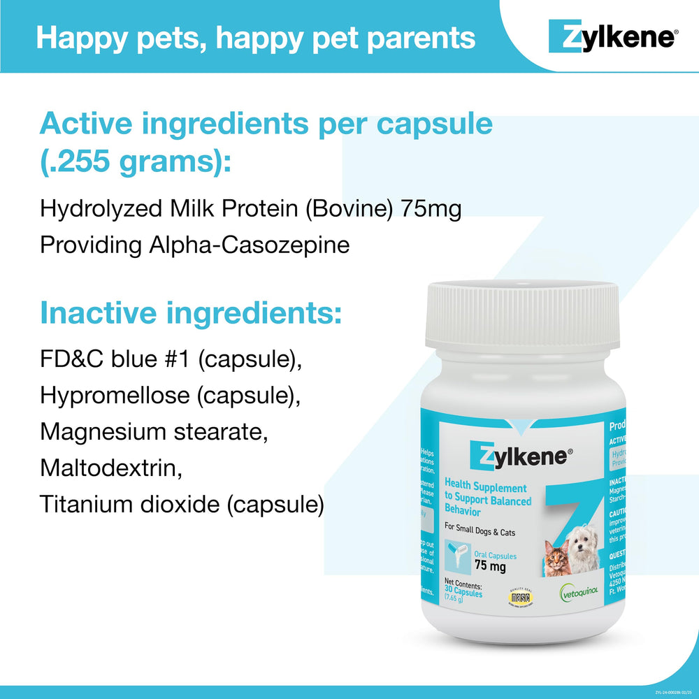 Vetoquinol Zylkene promotes a relaxed, content pet after dosing.