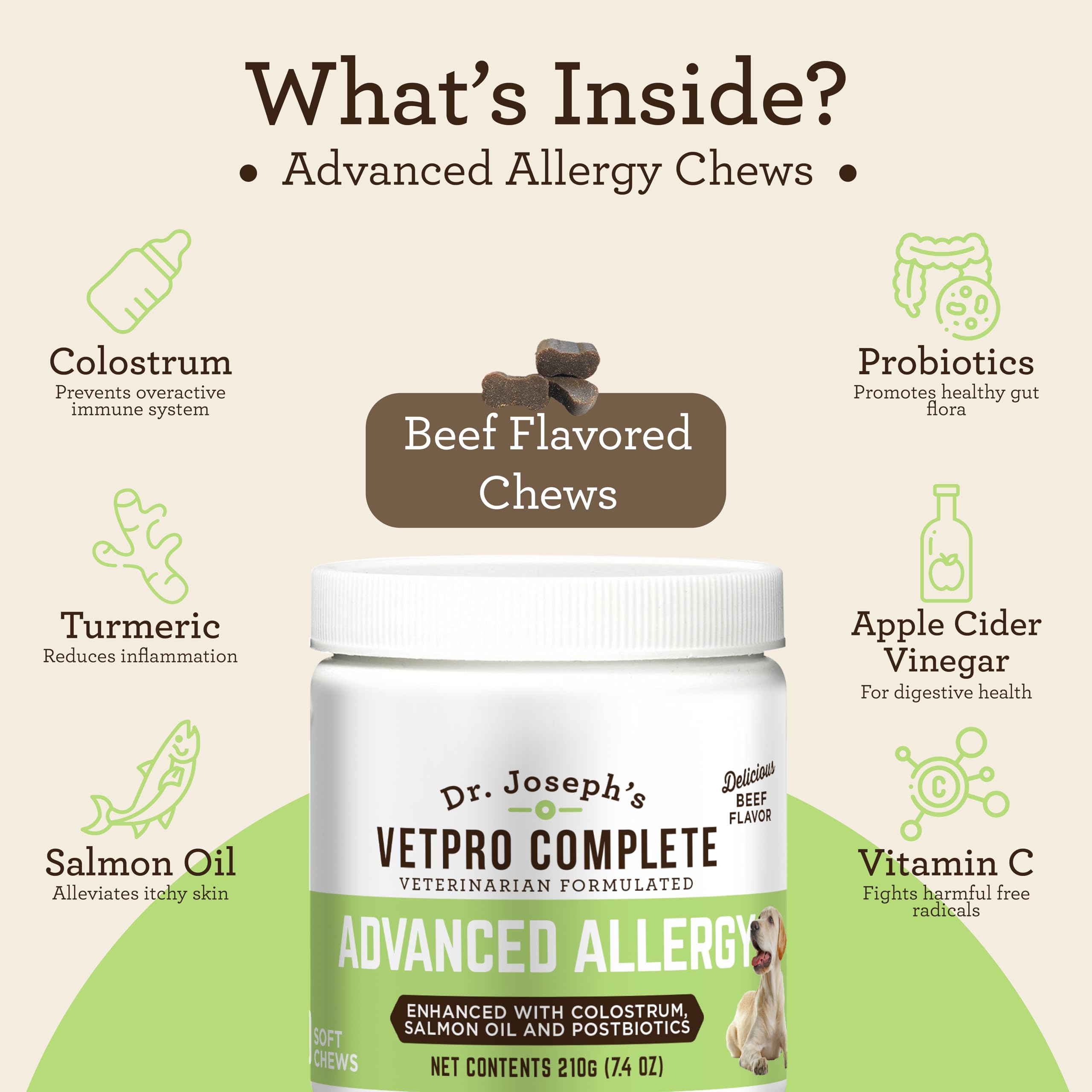 VetPro Complete Advanced Allergy probiotic chews — gut health support for dogs
