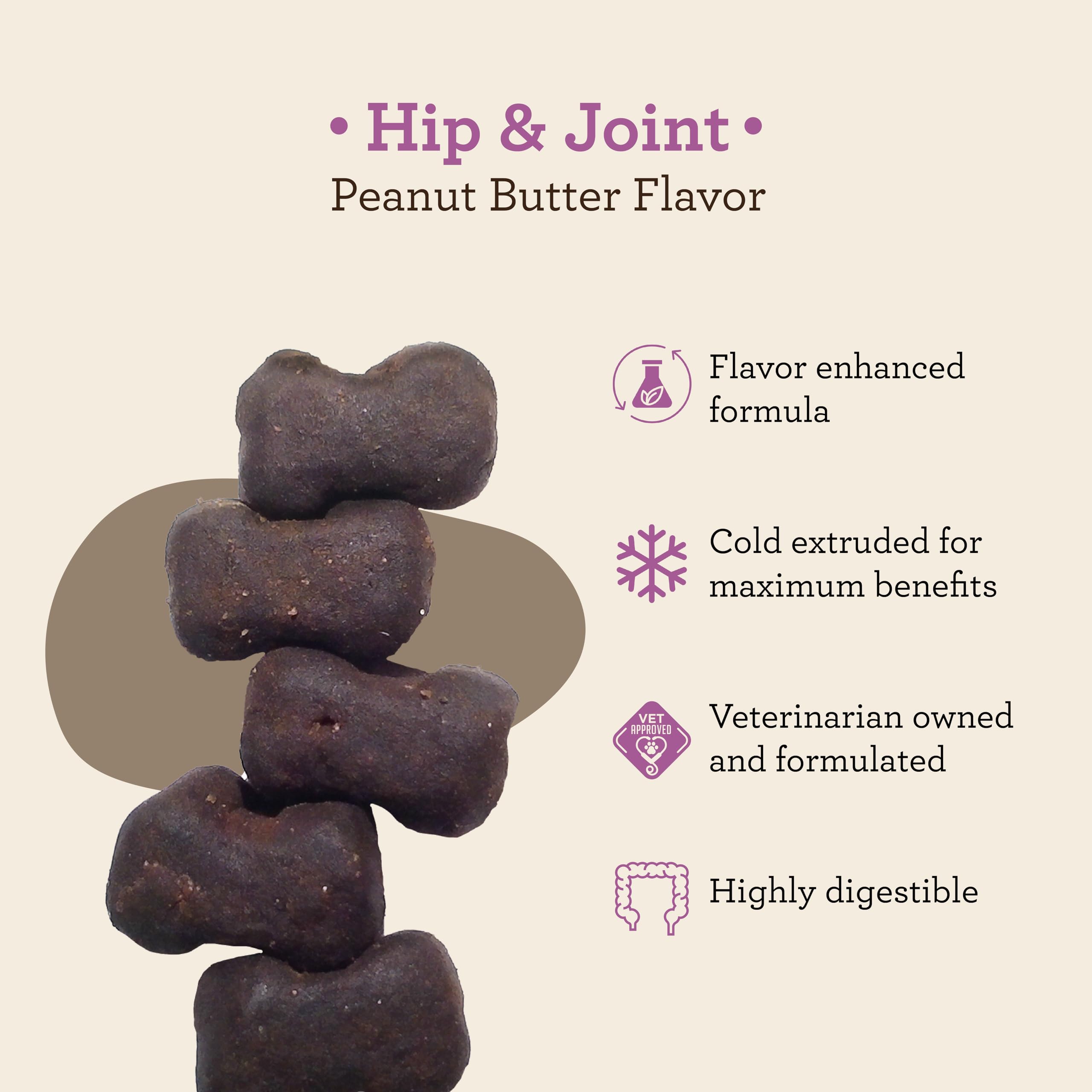 VetPro Complete chews closeup ingredients highlighting glucosamine and turmeric.