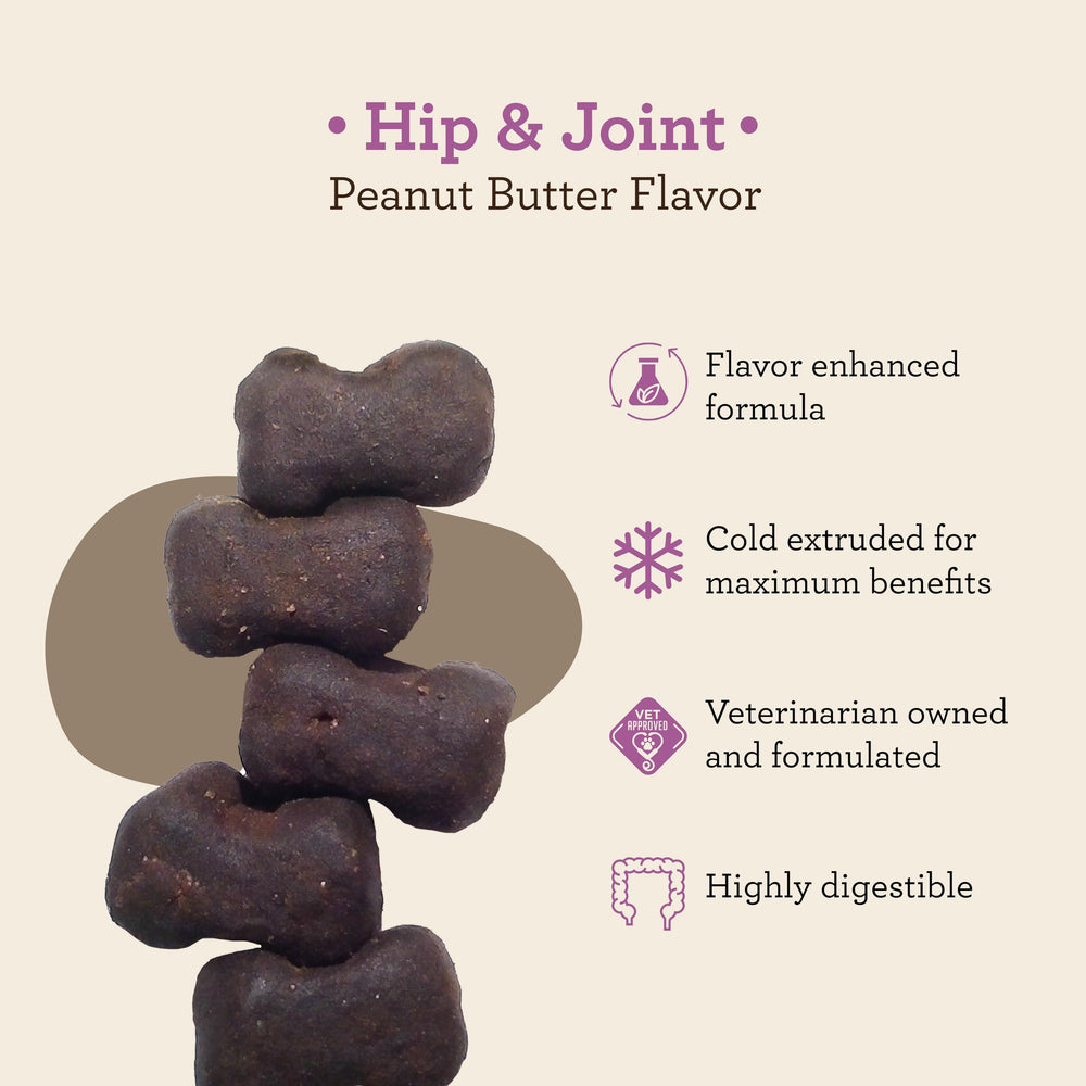 VetPro Complete chews closeup ingredients highlighting glucosamine and turmeric.