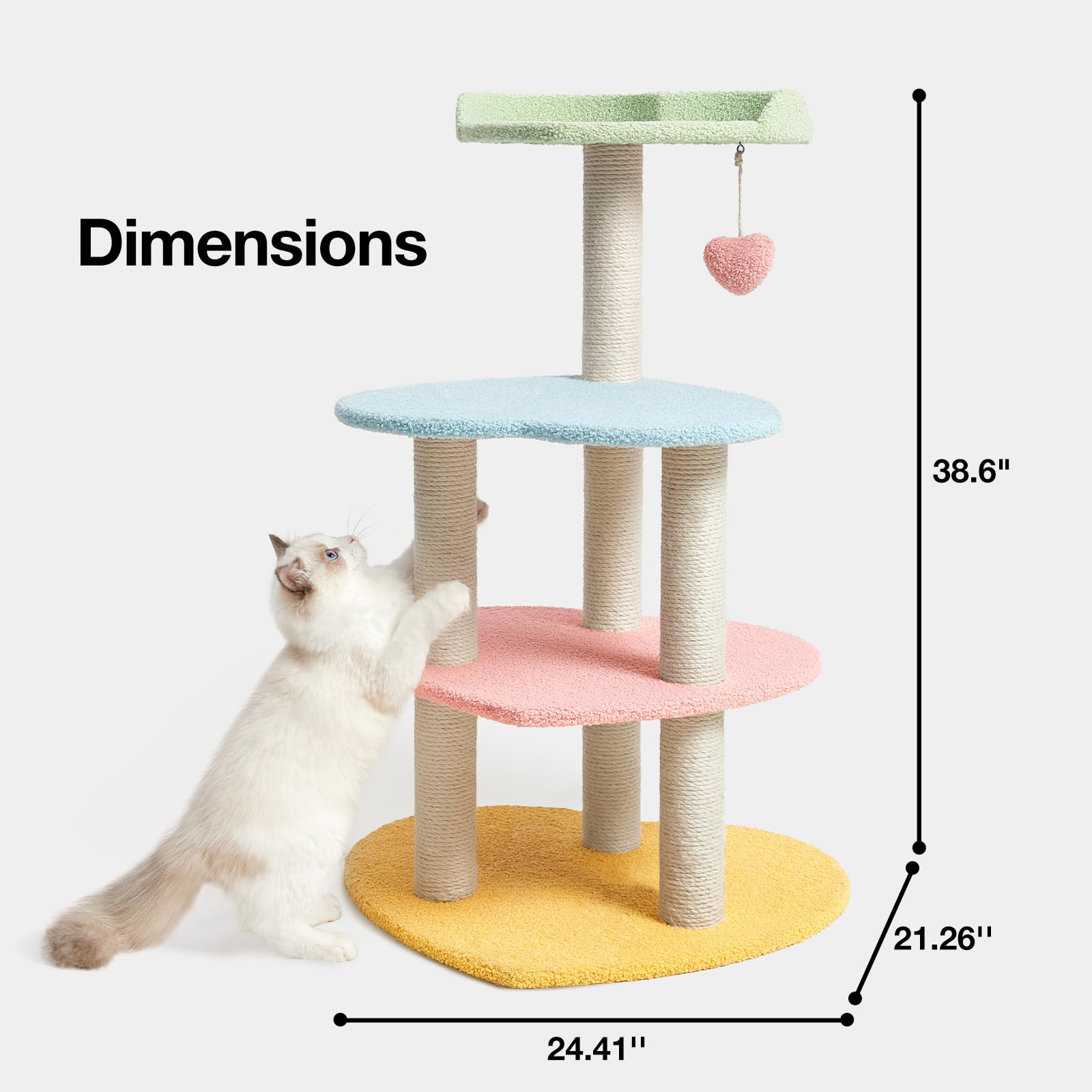 Vetreska cat tree four-tiered platform highlights climbing routes for active cats.