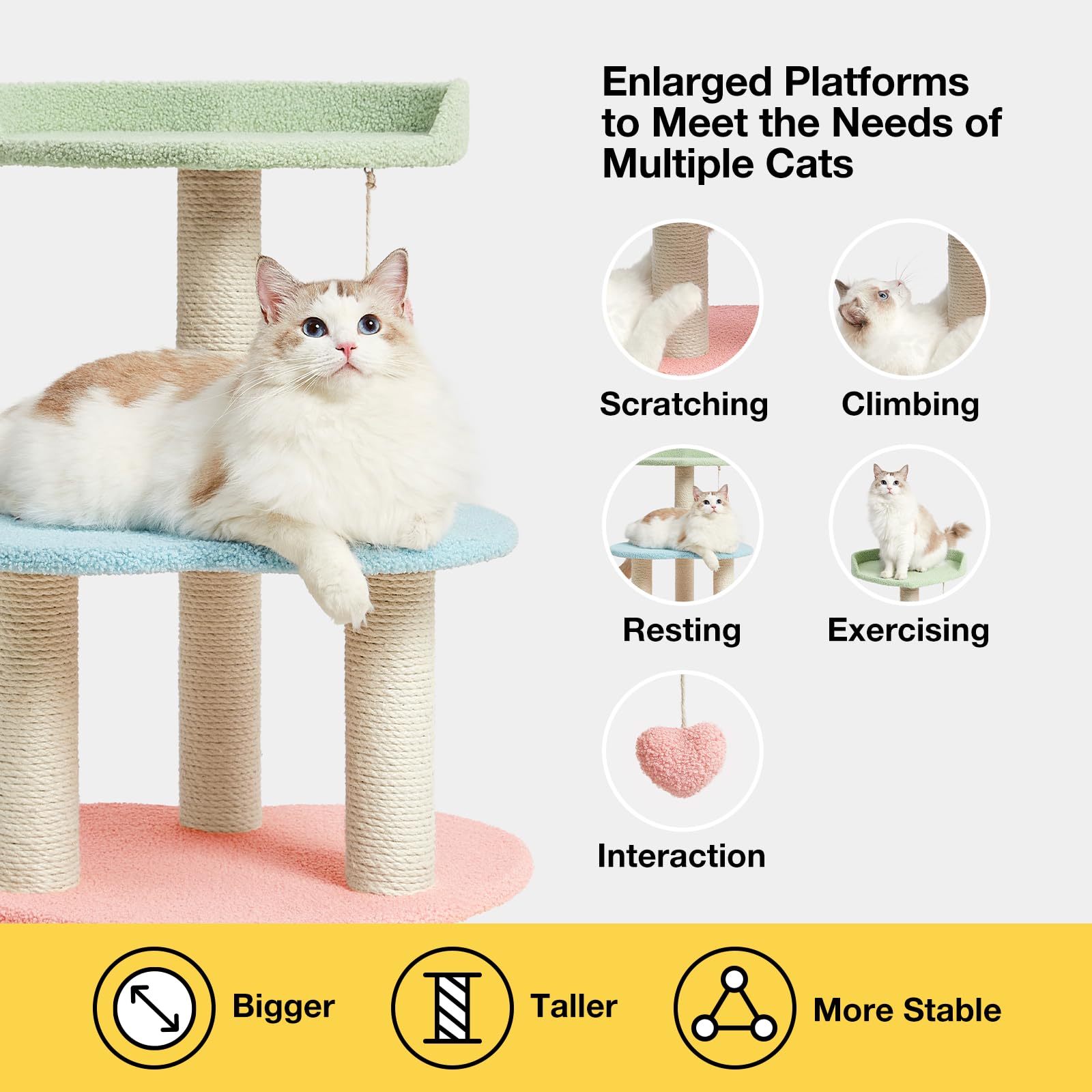 Vetreska cat tree jute posts offer natural scratching and furniture protection.