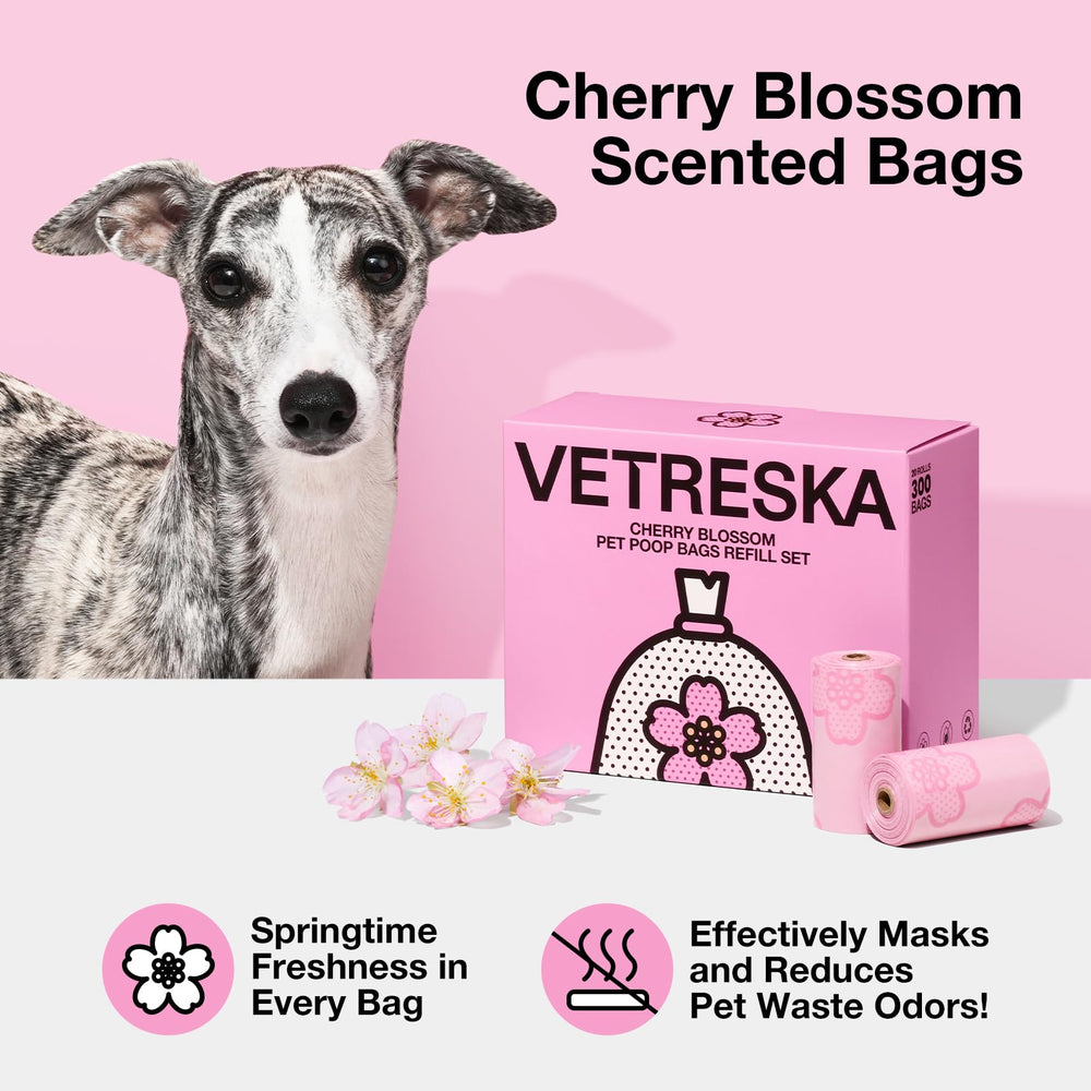 VETRESKA dog walk bags with pink cherry design for style