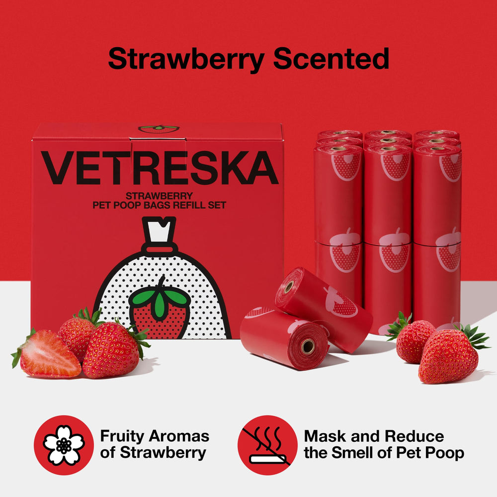 VETRESKA extra-thick leak-proof poop bags in use during walks.