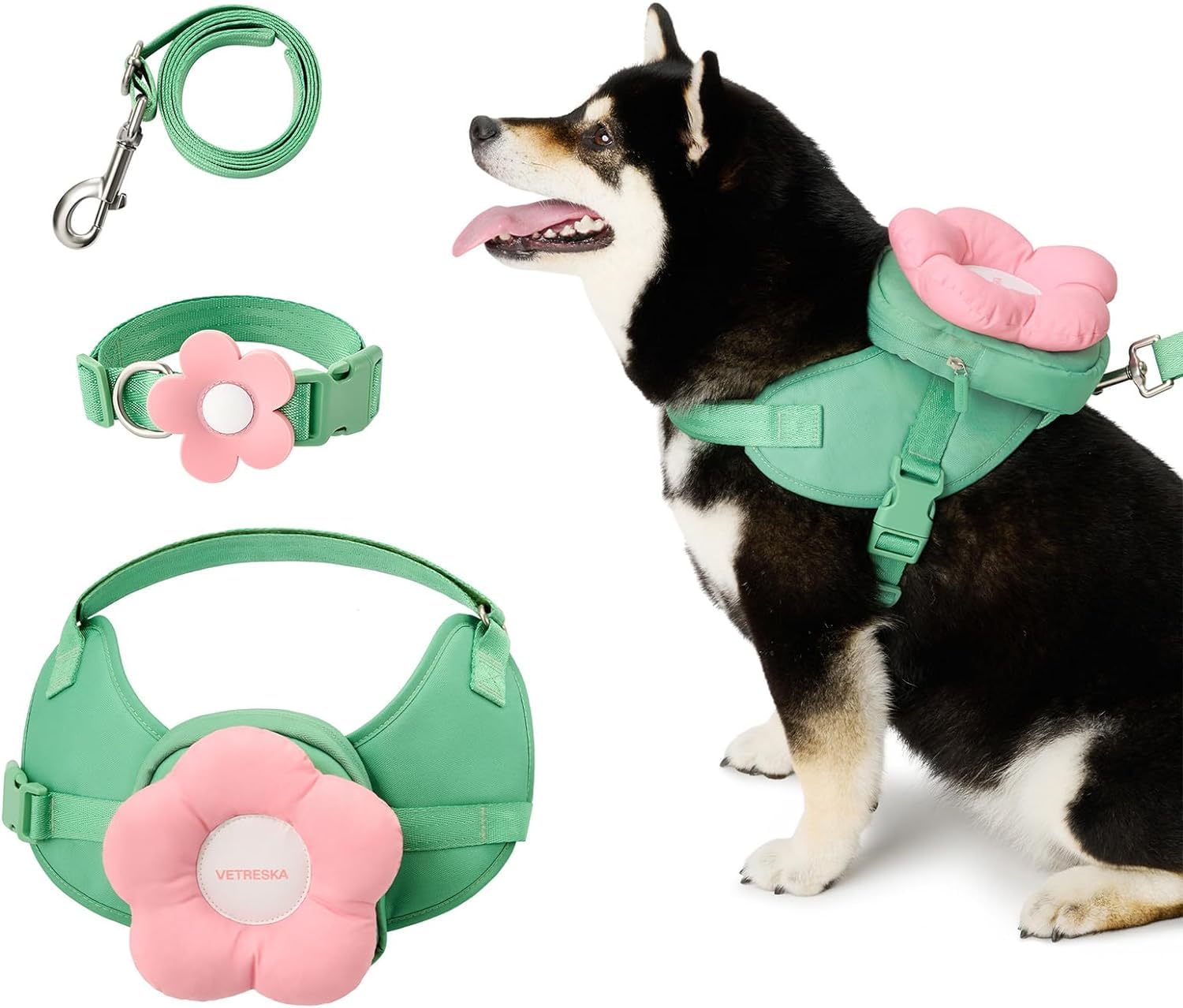 VETRESKA Flora dog harness front view with no-pull design for smoother walks