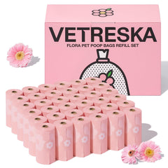 VETRESKA lavender scented dog poop bags rolls reduce odors during walks