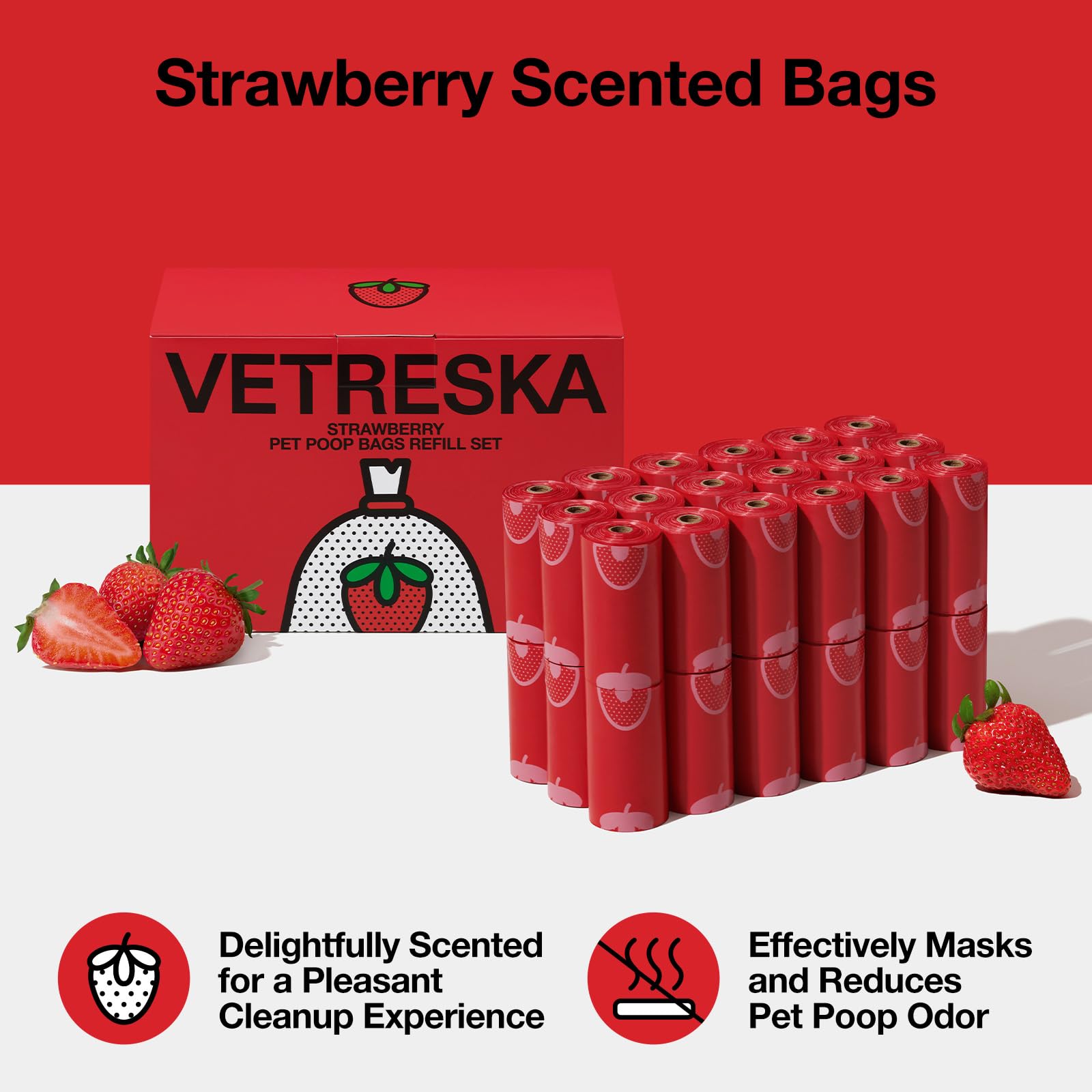 VETRESKA leak-proof extra thick bags provide reliable mess containment.