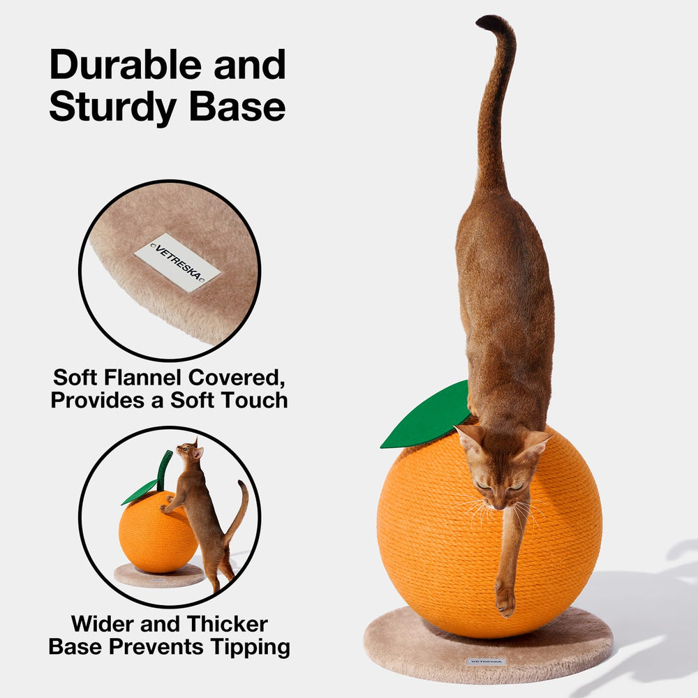 VETRESKA orange cat scratching post in room blends with decor