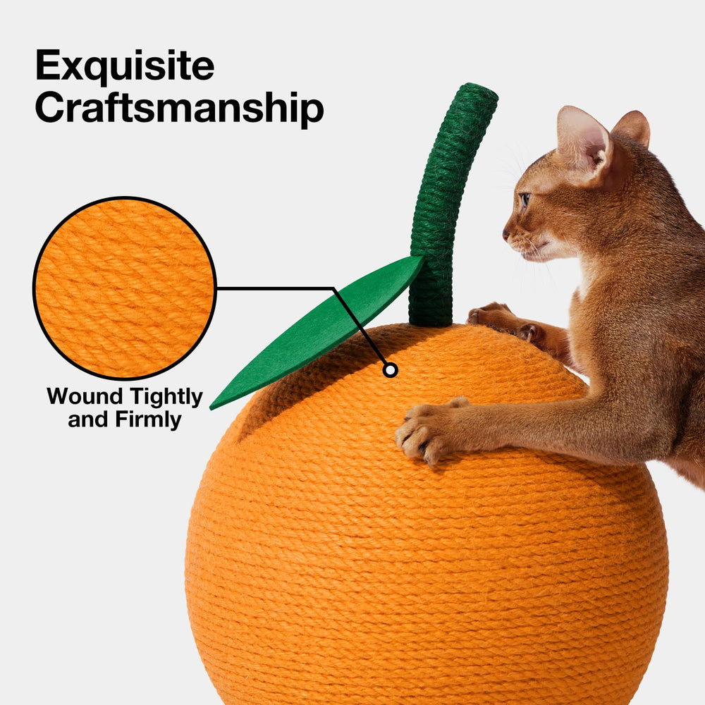VETRESKA orange cat scratching post jute rope close-up shows natural texture