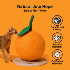 VETRESKA orange cat scratching post top view highlights vertical, space-saving design