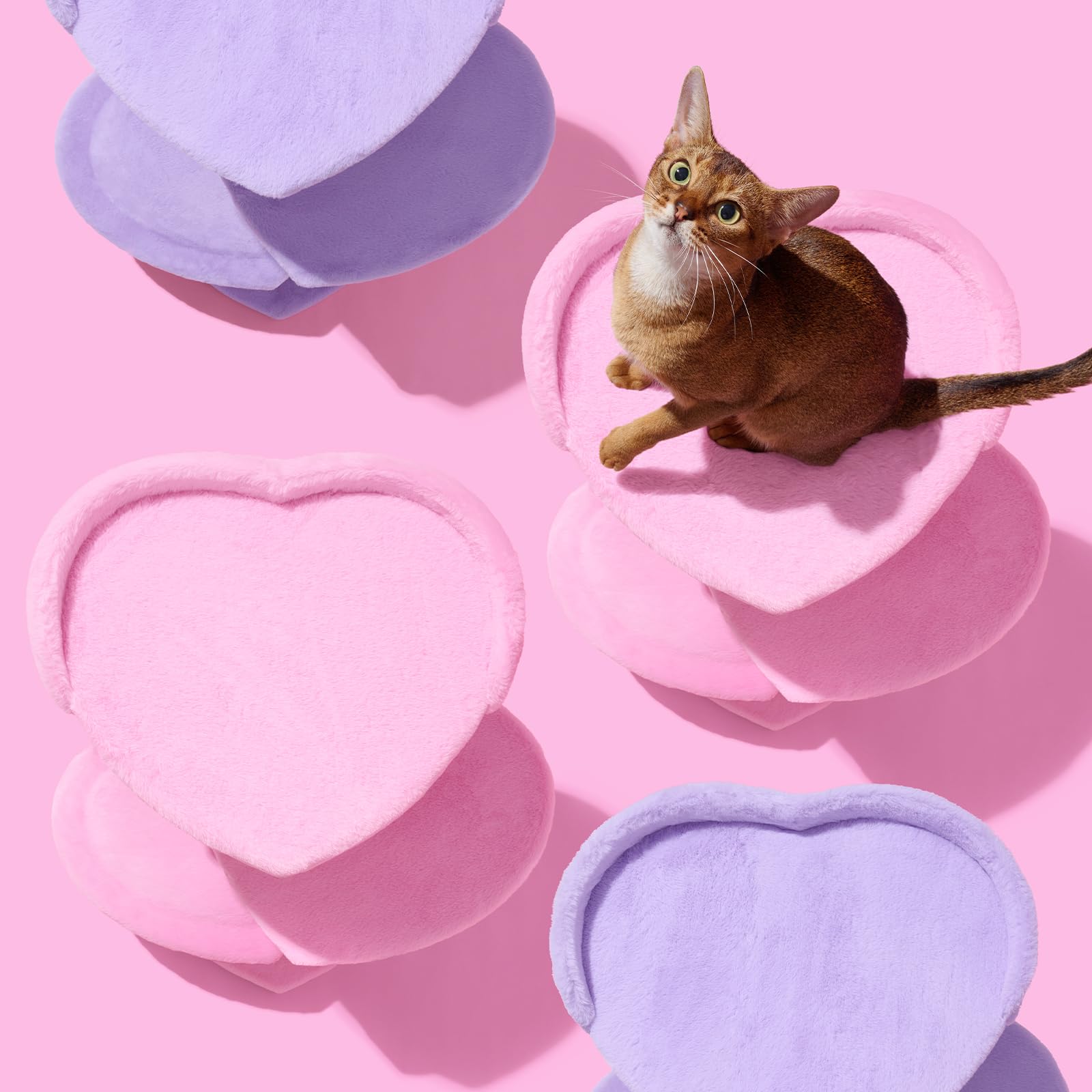 VETRESKA pink cat tree close-up plush material feels soft and inviting.