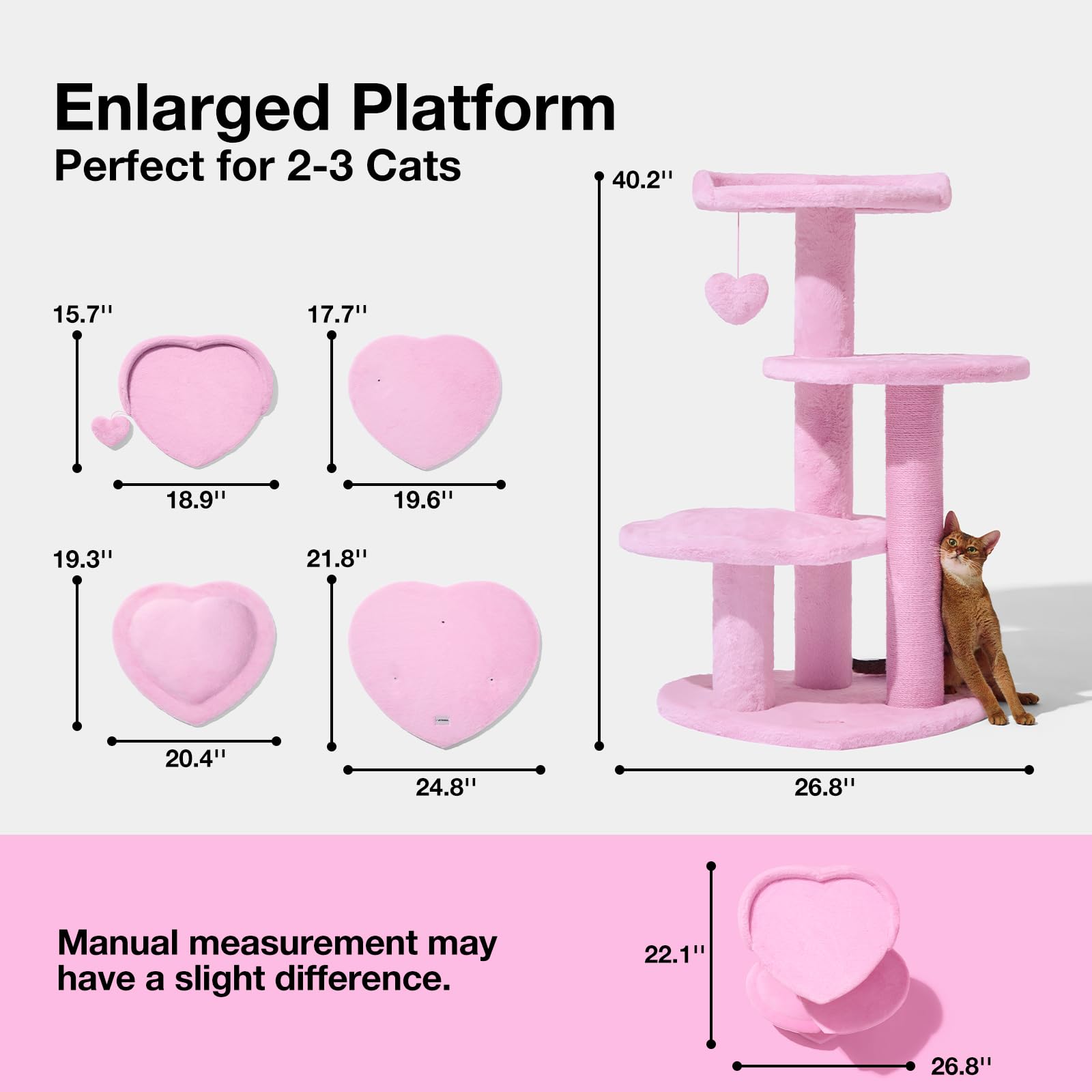 VETRESKA pink cat tree jute posts support natural scratching instincts.