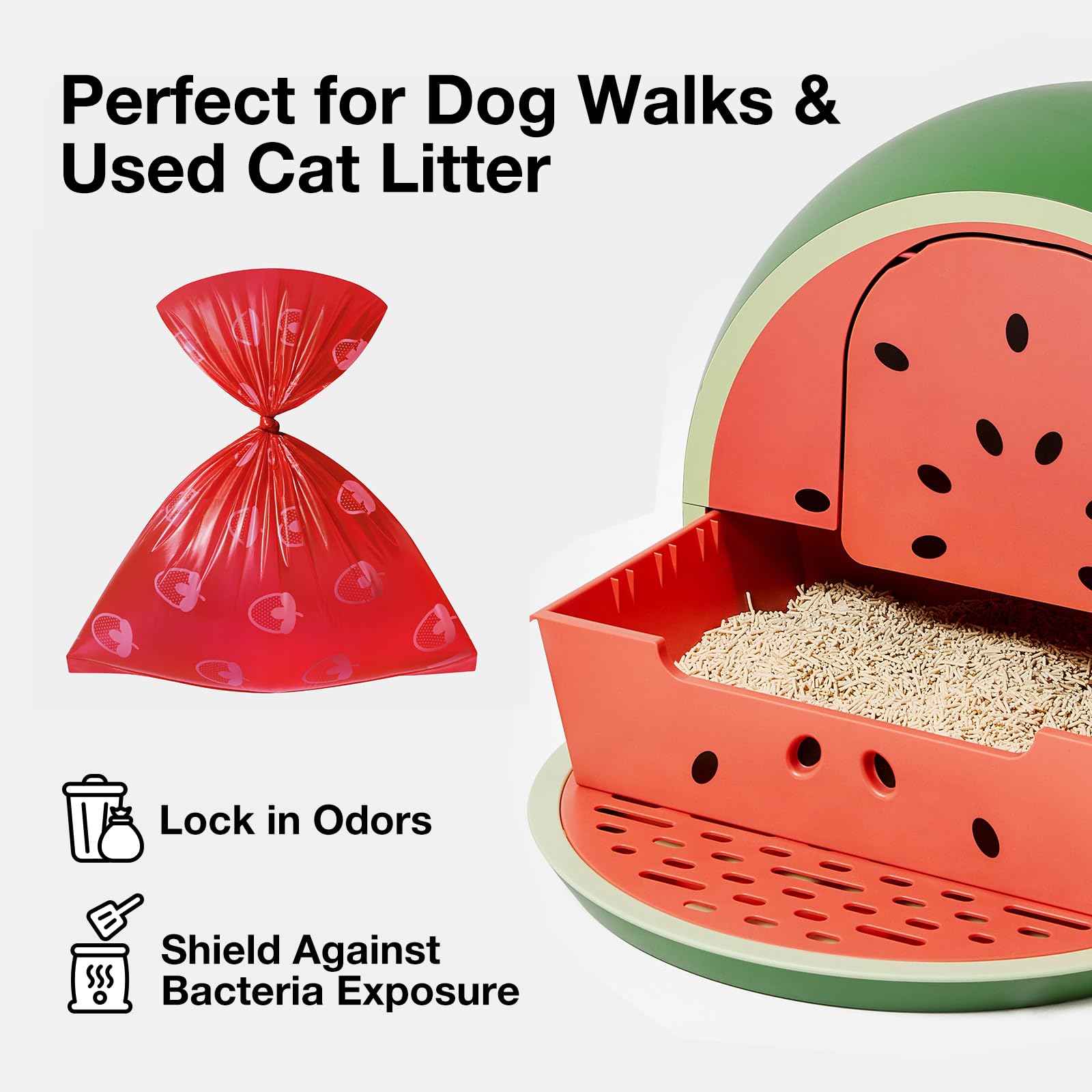 VETRESKA strawberry fragrance inside bags helps neutralize pet odor.