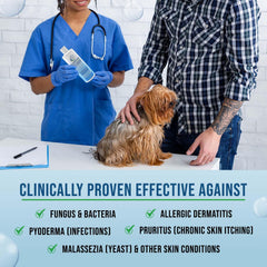 VetriMAX Command dog coat cleanse shows odor control during bath.