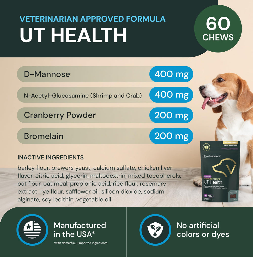 Close-up of VetriScience UT Health Chews to emphasize natural cranberry formula