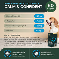 VetriScience Calm & Confident Chews cat serving supports anxious behavior in cats.