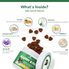 Vetriuntrix Dog Allergy Chews chicken-flavor chews aid seasonal itching.