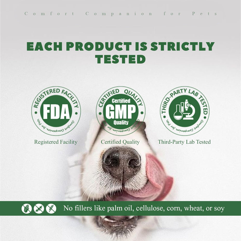 Vetriuntrix dog allergy chews packaging shows grain-free formula details.