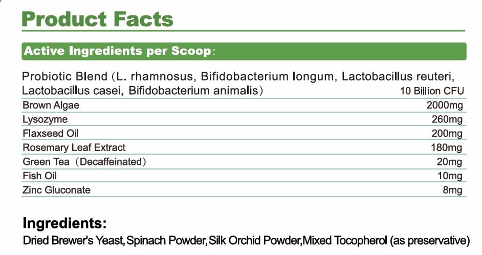 Vetriuntrix dog teeth powder bottle on counter signals vet-approved daily care