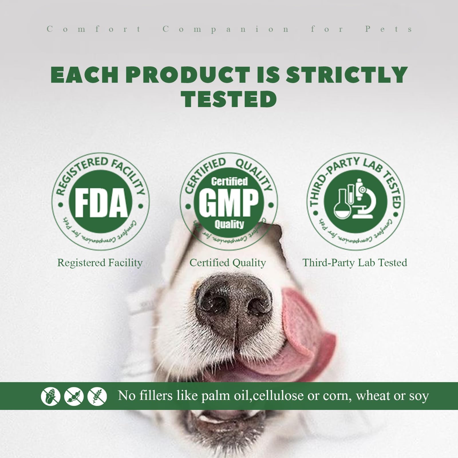 Vetriuntrix dog teeth powder dog smiles after powder addition supporting trust