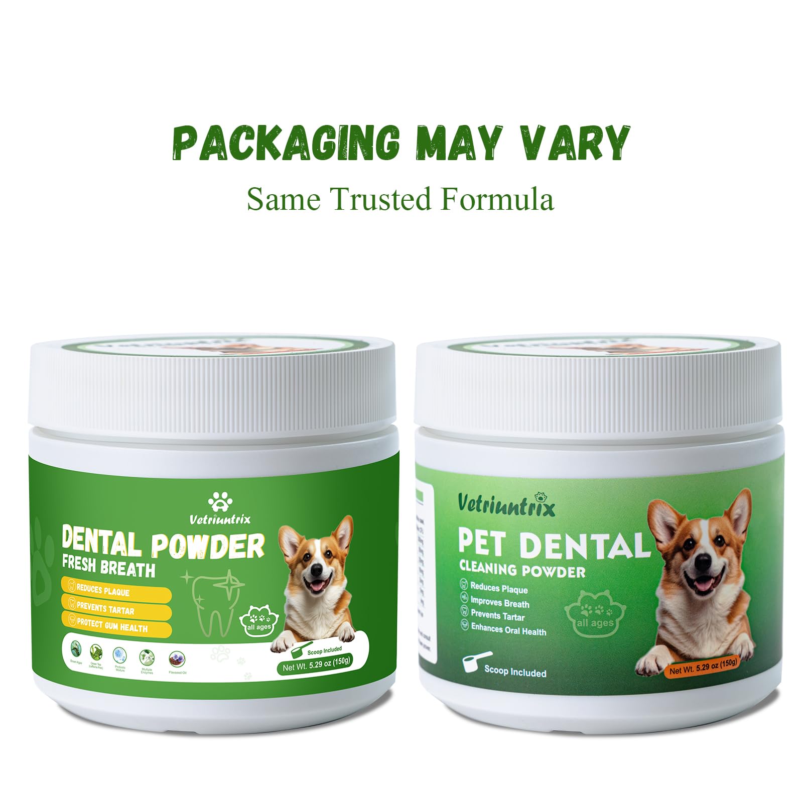 Vetriuntrix dog teeth powder ingredients visible highlighting probiotic blend