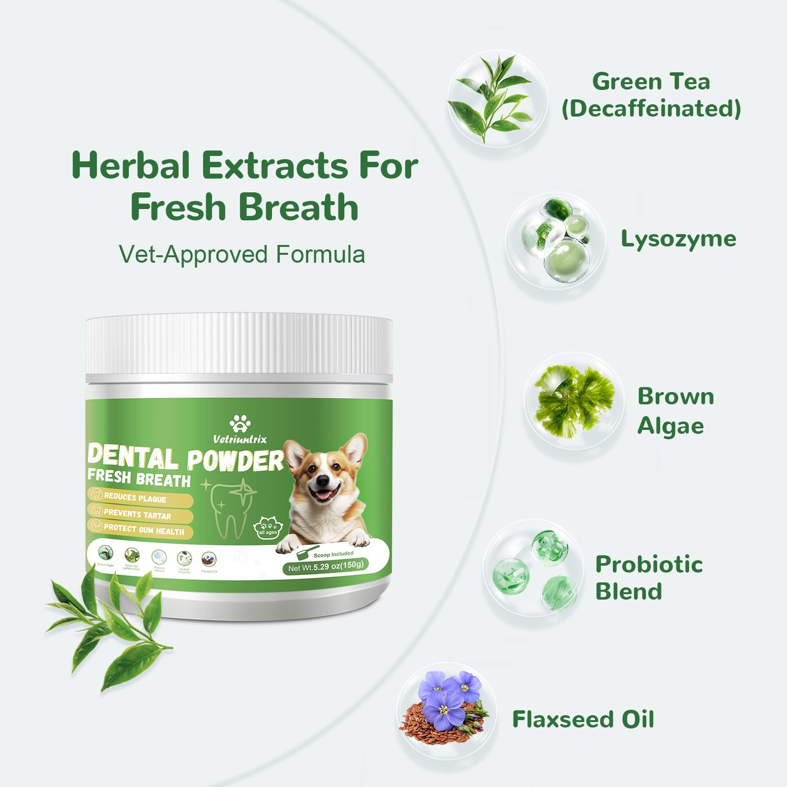 Vetriuntrix natural plant blend ingredients highlighted for gentle cleansing