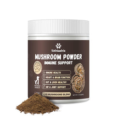Vetriuntrix Turkey Tail powder bottle demonstrates natural immune support for pets.